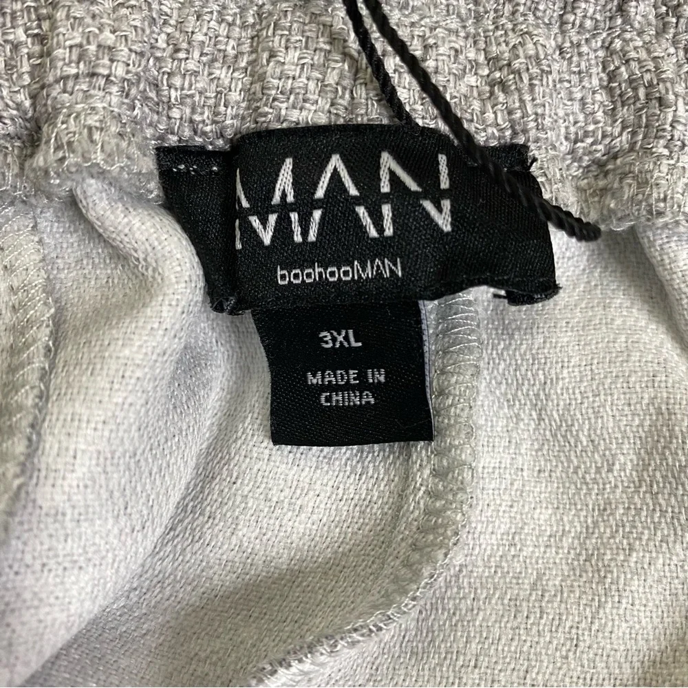 NWT : boohoo Men’s size 3XL : light gray boucle elastic drawstring trouser pants
